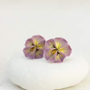 Pastel Pink Pansy Earrings Stud earrings Flower Stud Earrings Jewelry, Hypoallergenic Studs image 6