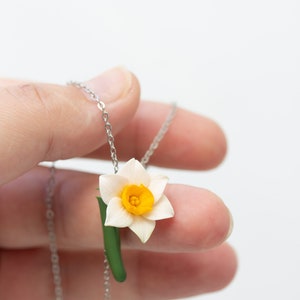 Daffodil Necklace, Flower Charm Necklace, March Birth Flower birth flower necklace march image 4