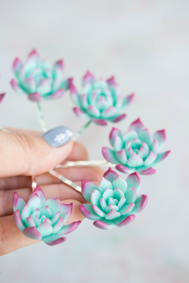 1 Pcs Blue Succulent Hair Pins Hairpin Set Bobby Pins Hair Etsy