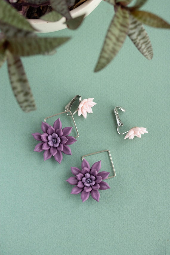 Boucle d'Oreille Japonaise fleur sans piercing