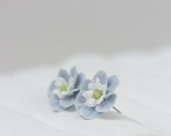 Delicate blue Flowers studs earrings with Hypoallergenic Nickel free posts, Spring Floral Jewelry Mothers Day Gift