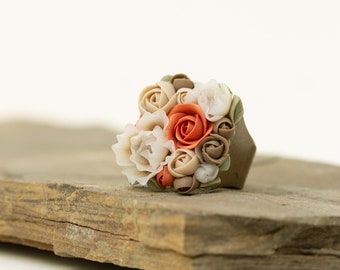 Warm Tones Floral Ring - Handcrafted Accessories