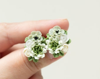 Handcrafted Floral Bouquet Stud Earrings - Flowers lovers Jewelry