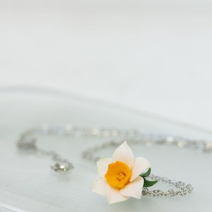 Daffodil Necklace, Flower Charm Necklace, March Birth Flower birth flower necklace march image 3