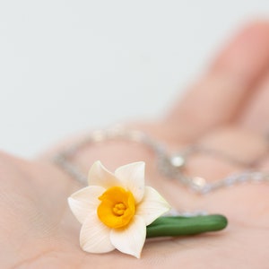 Daffodil Necklace, Flower Charm Necklace, March Birth Flower birth flower necklace march image 6
