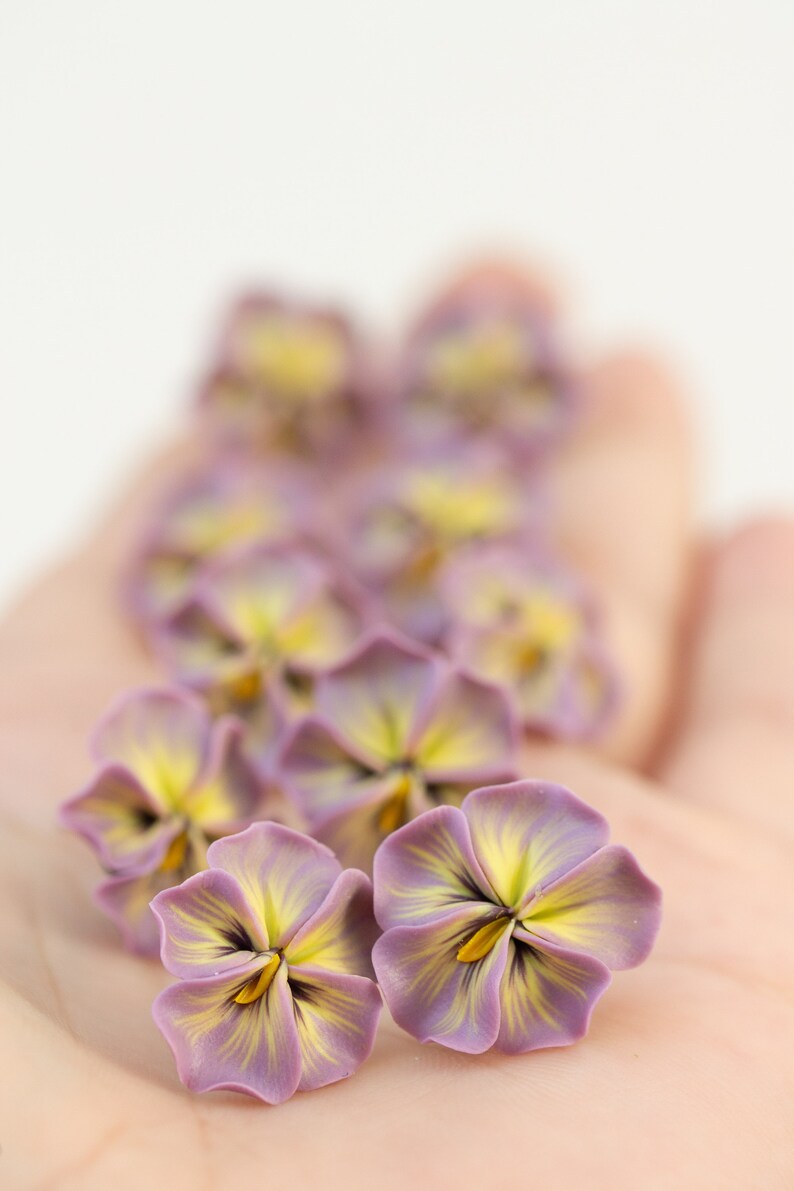 Pastel Pink Pansy Earrings Stud earrings Flower Stud Earrings Jewelry, Hypoallergenic Studs image 7