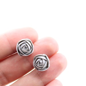 Silver Ranunculus Stud Earrings Wholesale Small Hypoallergenic Flower Studs Birthday Wedding Bridal Women Jewelry Earrings Women Accessory image 3