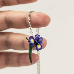 Iris Flower Pendant - Jewelry with Iris flowers - birth flower necklace february