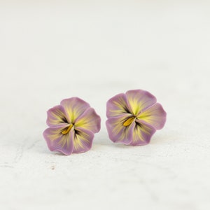 Pastel Pink Pansy Earrings Stud earrings Flower Stud Earrings Jewelry, Hypoallergenic Studs image 5