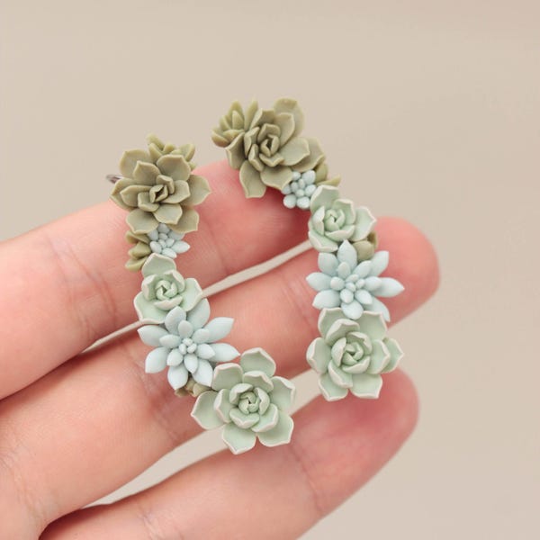 Sappige oormanchetset, botanische oorklimmer, mintgroene tuinsieraden
