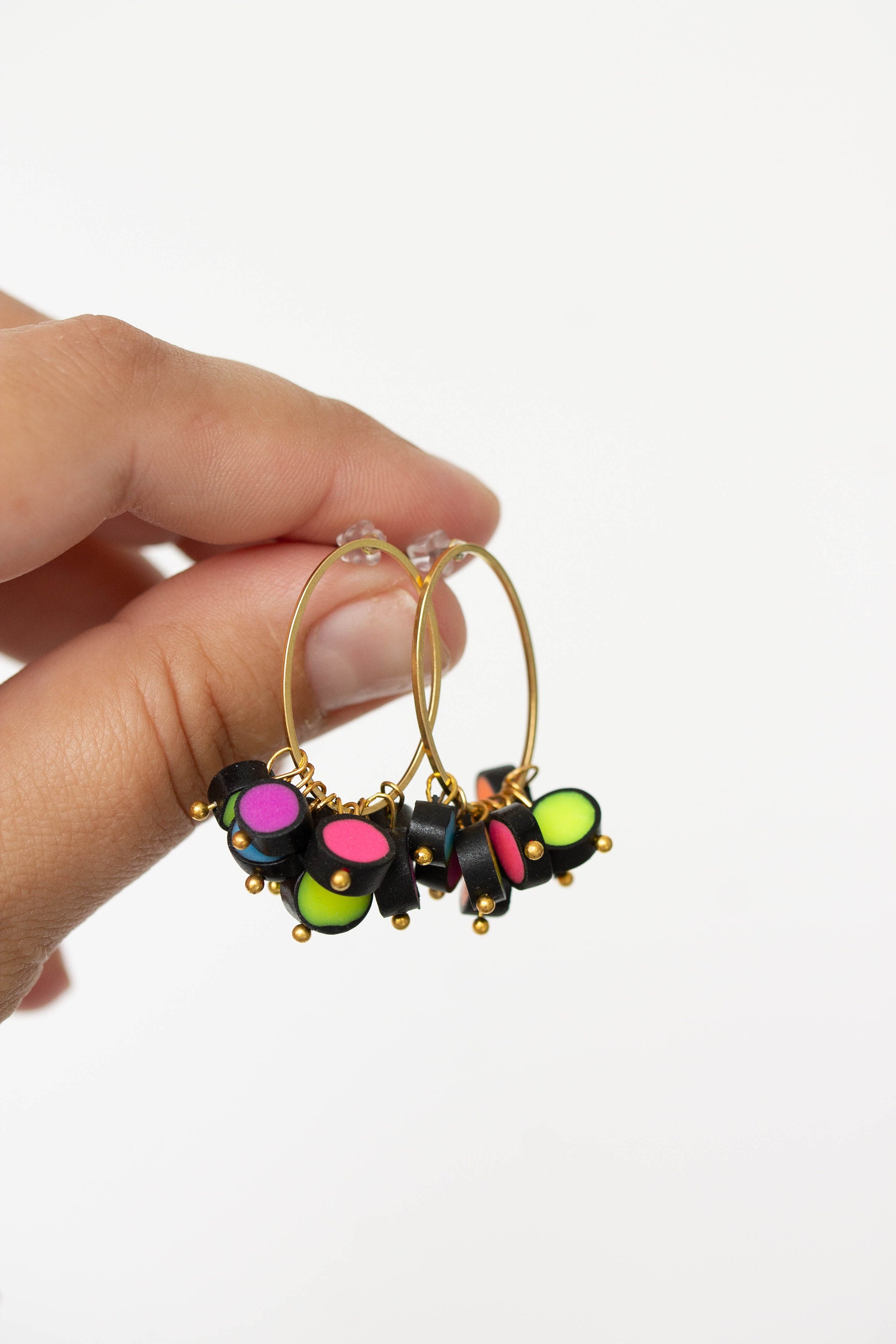 Neon Polymer Clay Earrings Neon Multicolor Statement Etsy