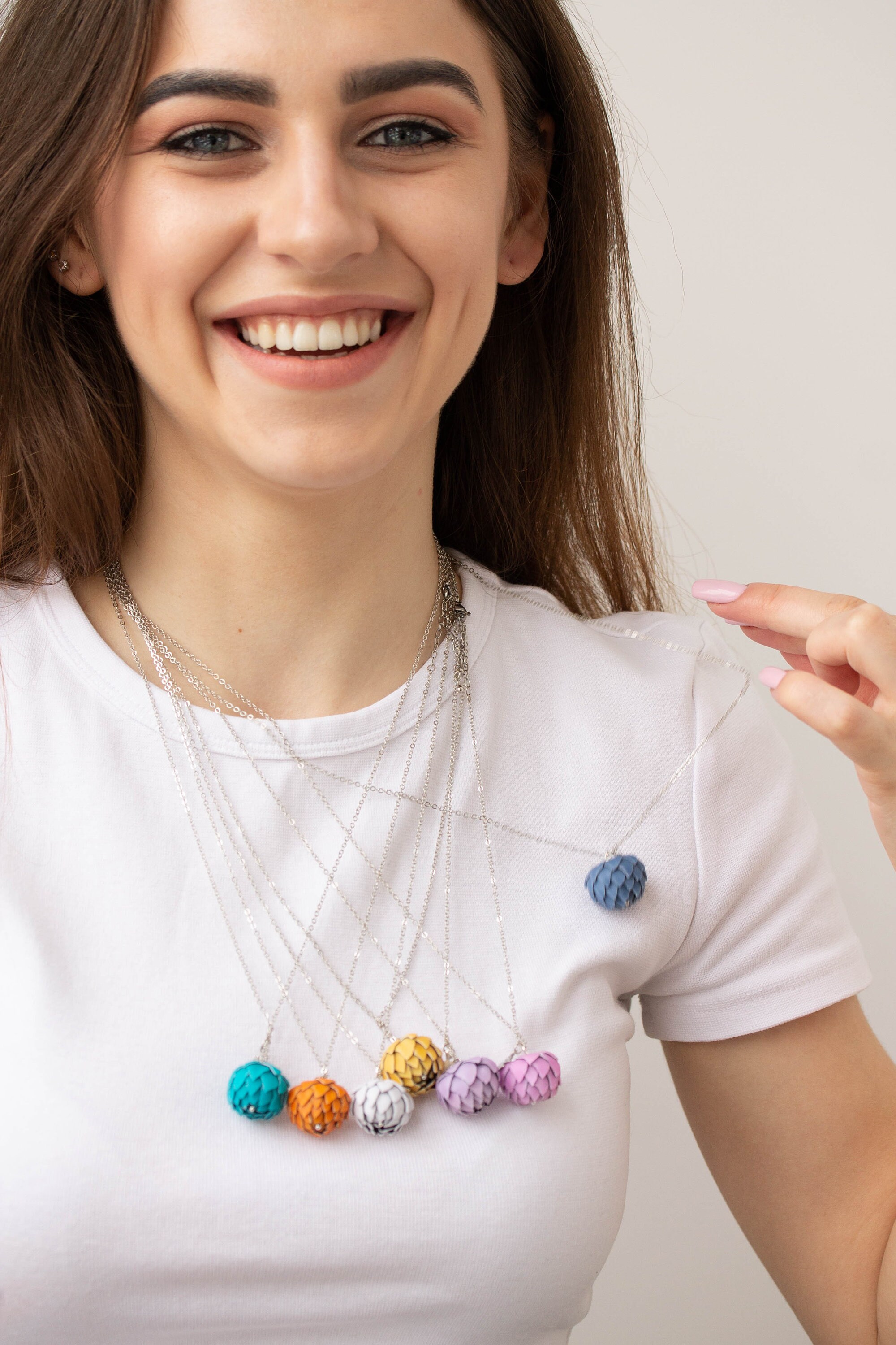 Artichoke Pendant Charm Necklace Teal Handmade Polymer Clay Etsy