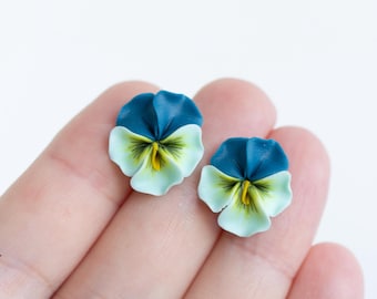 Colorful Pansy Flower, Bright Summer Jewelry, Floral Studs, Gift for Her
