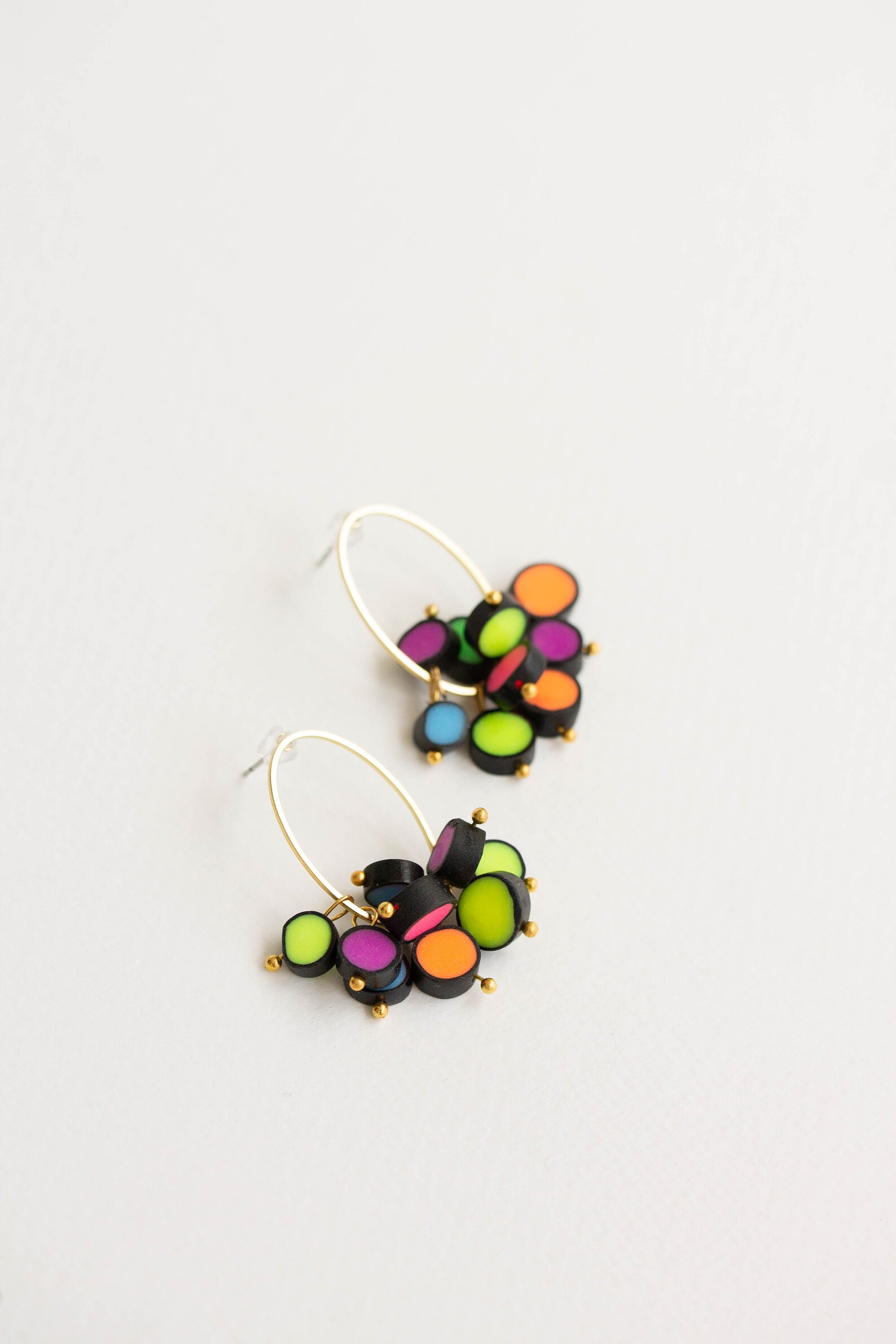 Neon Polymer Clay Earrings Neon Multicolor Statement Etsy