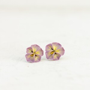 Pastel Pink Pansy Earrings Stud earrings Flower Stud Earrings Jewelry, Hypoallergenic Studs image 10