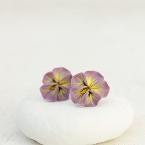 Pastel Pink Pansy Earrings Stud earrings Flower Stud Earrings Jewelry, Hypoallergenic Studs image 3