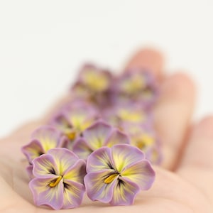 Pastel Pink Pansy Earrings Stud earrings Flower Stud Earrings Jewelry, Hypoallergenic Studs image 2