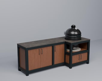 DIY Kamado Grillbordsplaner PDF | Keramisk grillstation för utomhusbruk