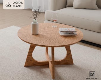 Ronde salontafelplattegronden | Modern houtbewerkingsproject (digitale download) pdf, dxf, step, dwg