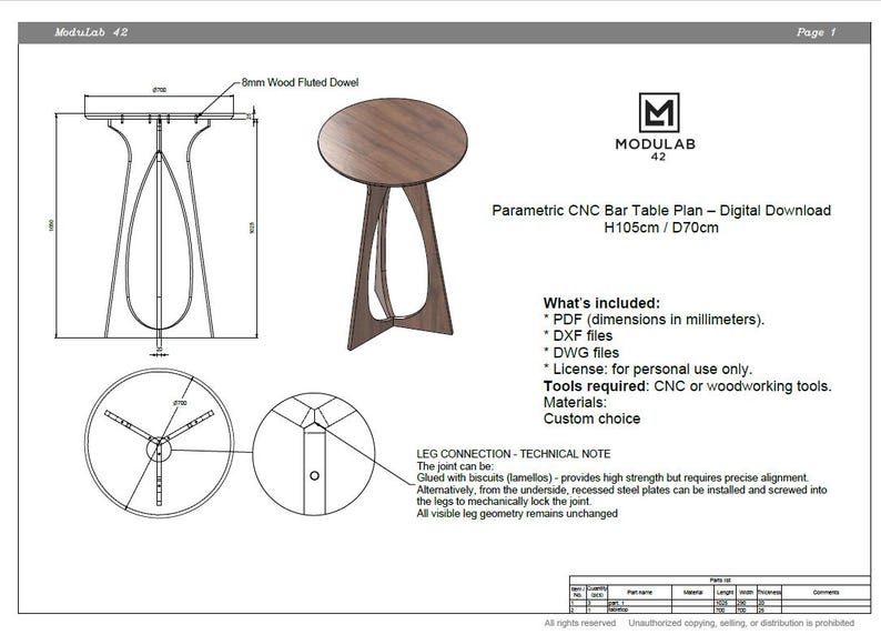 CNC Table Set Plan DXF DWG – Dining, Cocktail and Coffee Tables ...