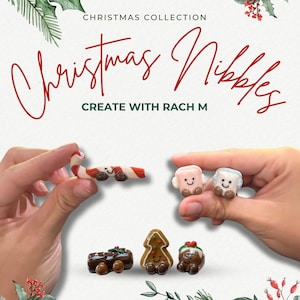 Lot de 5 miniatures faites main de grignotage de Noël en pâte polymère