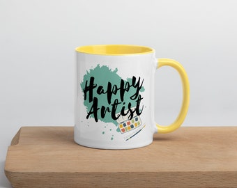 Happy Artist Mug with coloured interior and handle