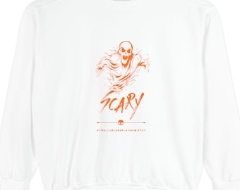 Scary Ghost Halloween Unisex Garment-Dyed Sweatshirt.