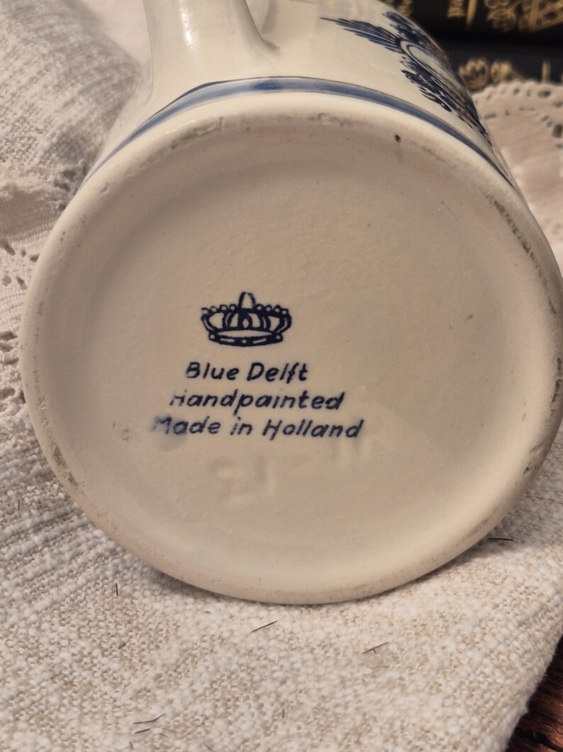 Vintage Heineken Delft Öl Stein 0,5L Handmålad Tillverkad i Holland Blå Delft Mugg bild 6