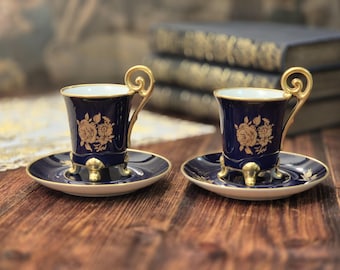 Waldershof Bavarian Germany Kobalt Tea Set With 22kt Trim - 18