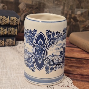 Vintage Heineken Delft Öl Stein 0,5L Handmålad Tillverkad i Holland Blå Delft Mugg bild 2