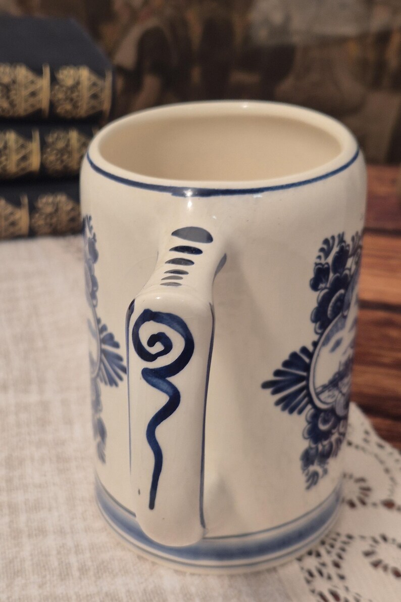 Vintage Heineken Delft Öl Stein 0,5L Handmålad Tillverkad i Holland Blå Delft Mugg bild 4