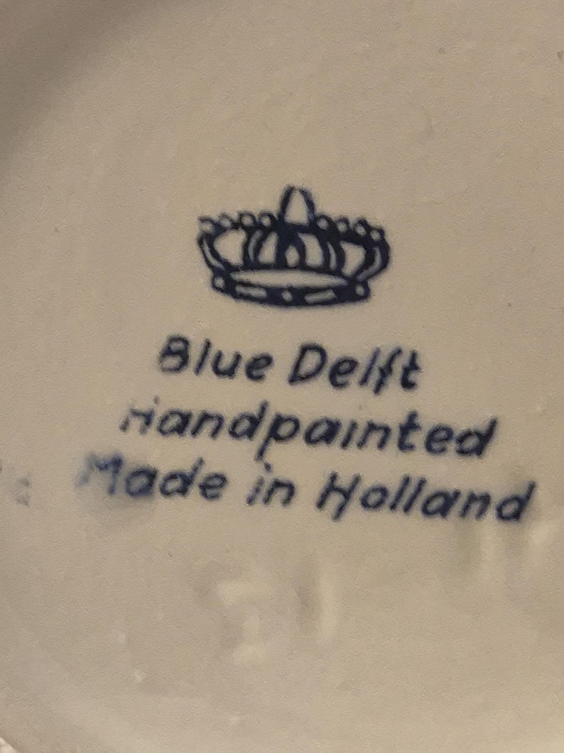 Vintage Heineken Delft Öl Stein 0,5L Handmålad Tillverkad i Holland Blå Delft Mugg bild 7