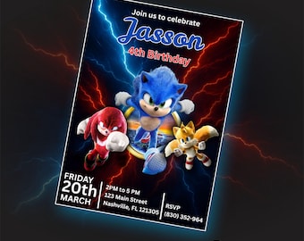 Sonic the Hedgehog Birthday Party Invitation | Editable Printable Invite for Kids