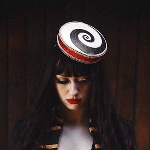Spiral Circus Pillbox | Black & White | Night Circus Hat | Ring Leader Costume