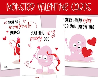 Carte Saint-Valentin monstre imprimable
