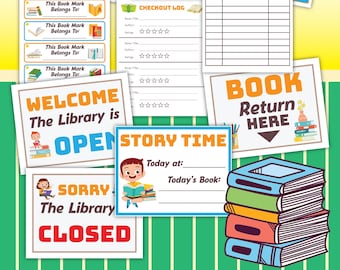 Digital Printable Library Pretend Play Download