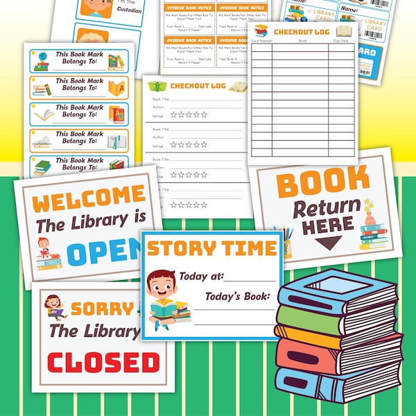 Digital Printable Library Pretend Play Download