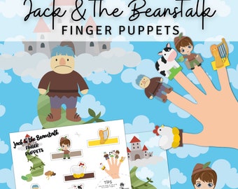Marionnettes à doigts imprimables numérique Jack et le haricot magique à télécharger