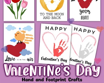 Créations imprimables d'empreintes de mains et de pieds pour la Saint-Valentin