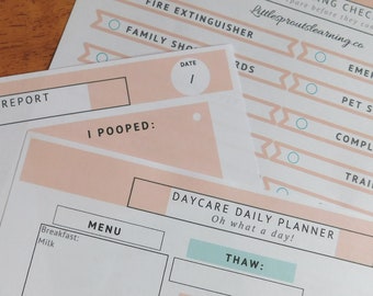 Home Daycare Planning Pack, Daily Sheet, Menu, Checklist (Digital Download)