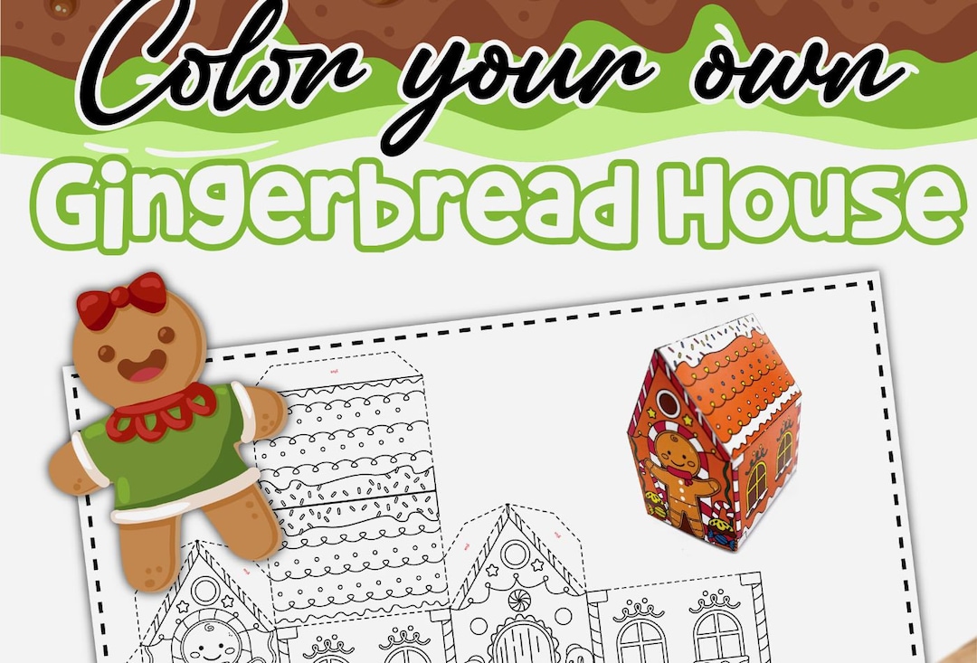 3 D Gingerbread House Coloring Activity