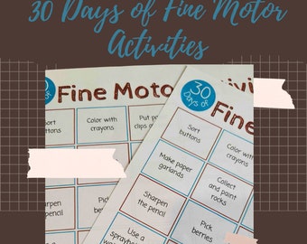 30 Days of Fine Motor Activities Sheet