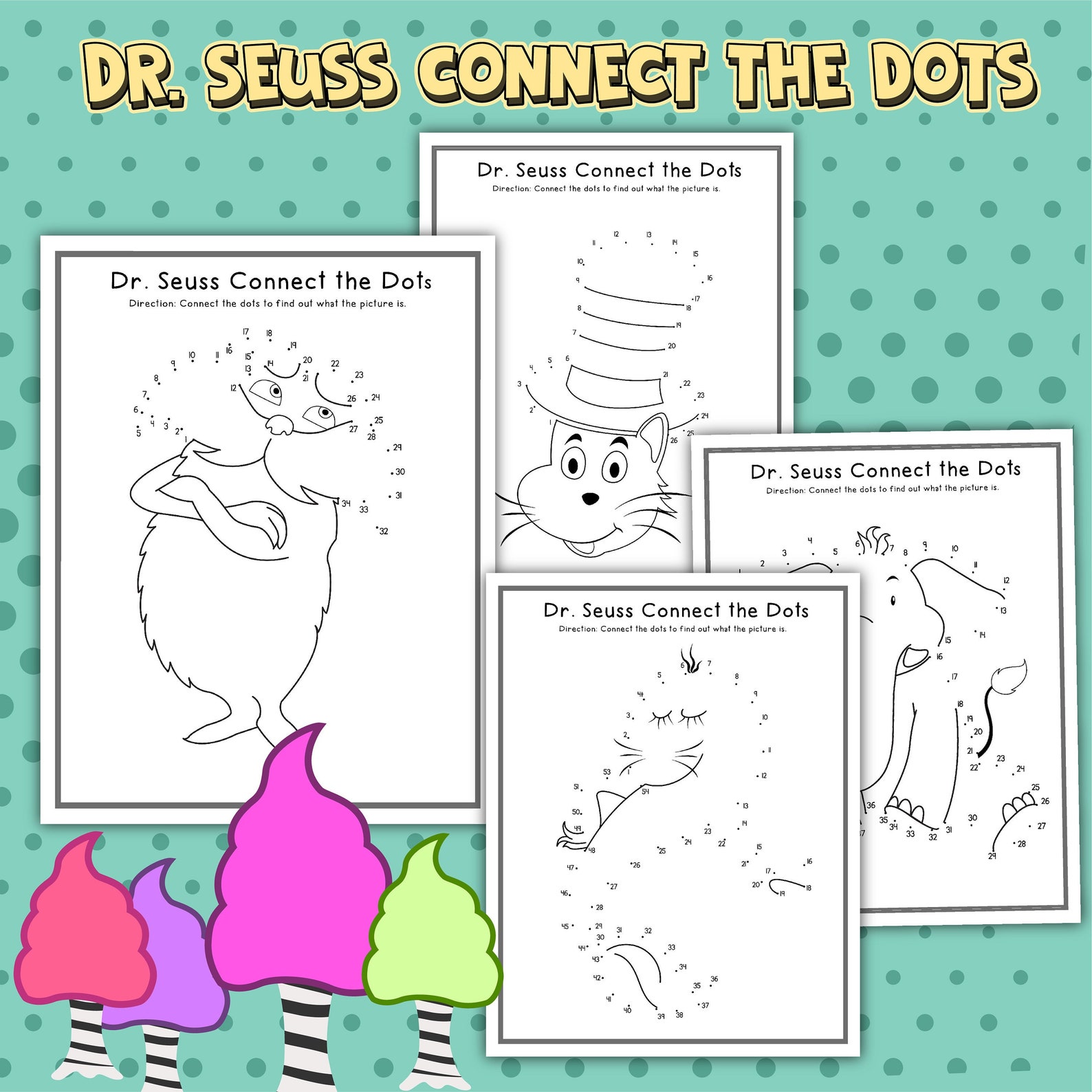Dr. Seuss Connect the Dots Printable - Etsy