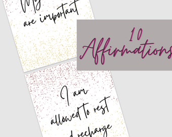 10 Digital Printable Affirmation Cards