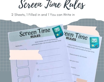Screen Time Rules Sheets