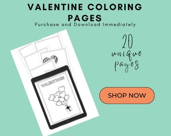 Valentine Coloring Pages (20 Different Designs)