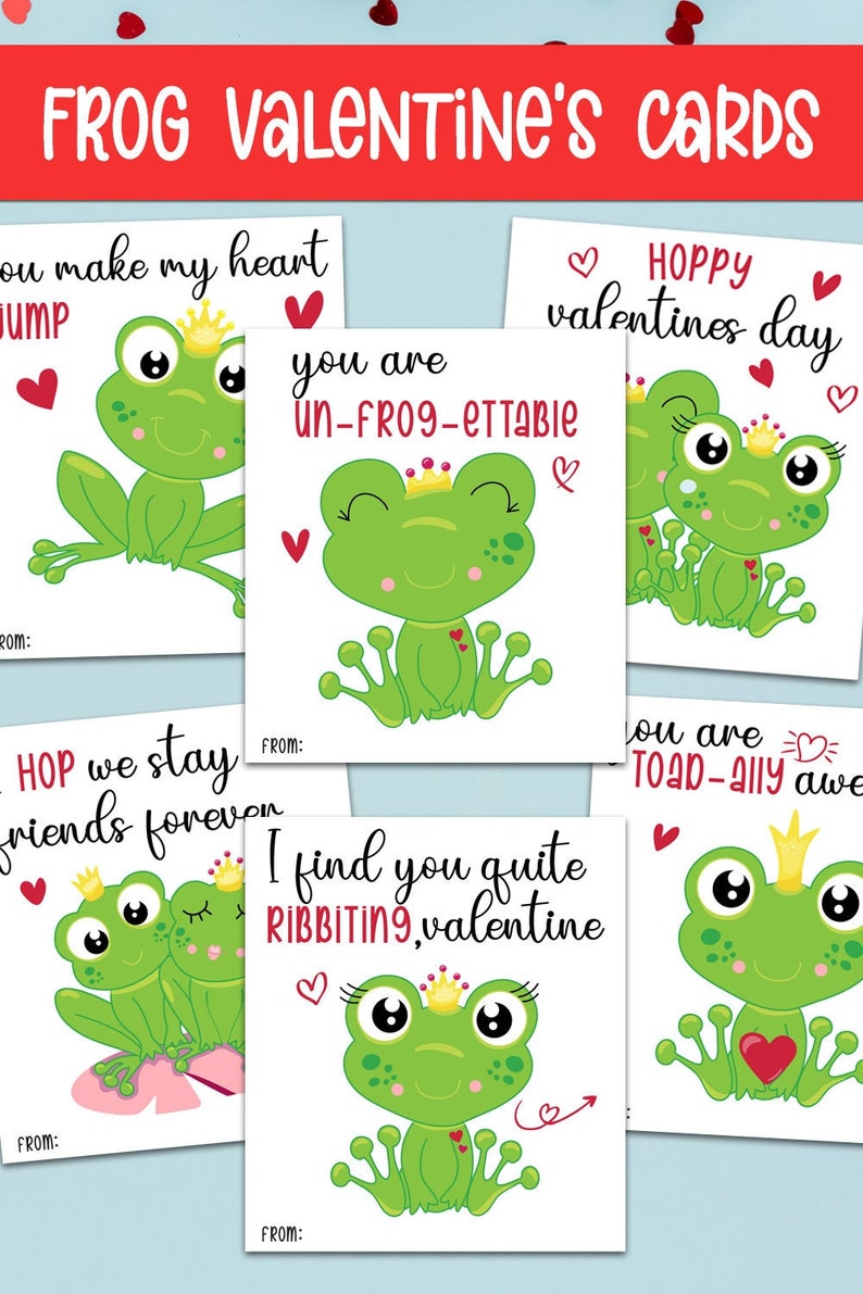Frog Valentine Cards Printable Etsy