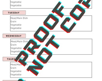 Printable Home Dinner Menu Planner with Shopping List (Digital Download)