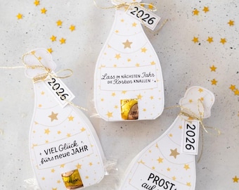 Druckvorlage Silvester Gastgeschenk Kleinigkeit Neujahr Bastelvorlage neues Jahr Tischdekoidee Geschenkidee Lindt Ferrero Rocher Lindor