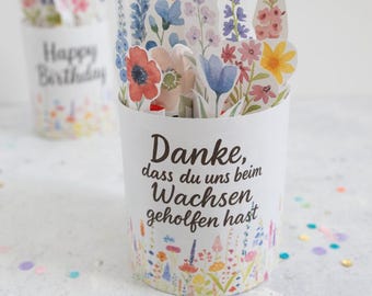 duplo Banderole „Danke, dass du uns beim Wachsen geholfen hast“- Vorlage zum Ausdrucken Abschiedsgeschenk für Kita und Erzieher Lehrer